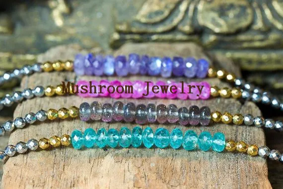 Женский эластичный браслет из аметиста и лабрадорита|Браслеты с шармами| |