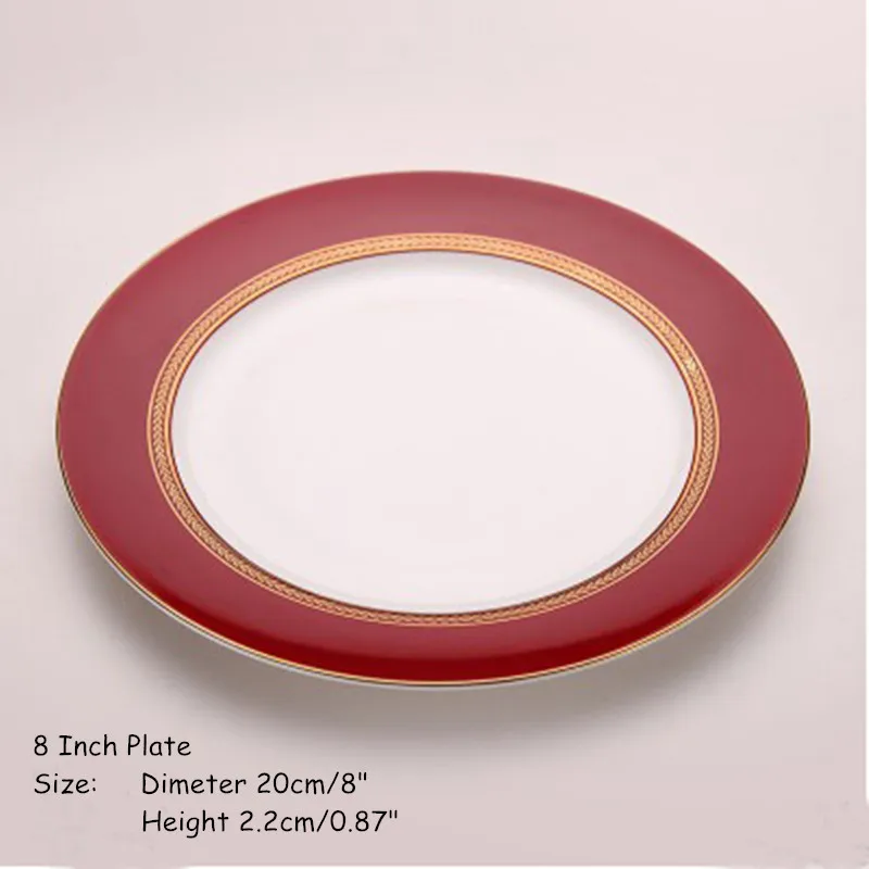 Европейский стиль элегантная красная керамика S чайная тарелка для ужина чашка
