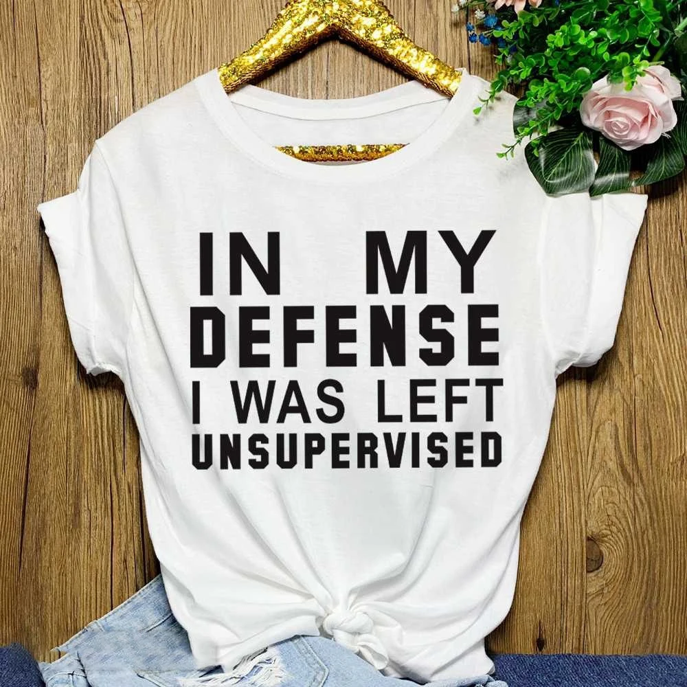 Очень мягкая Повседневная футболка с надписью Showtly IN MY DEFENSE | Женская одежда