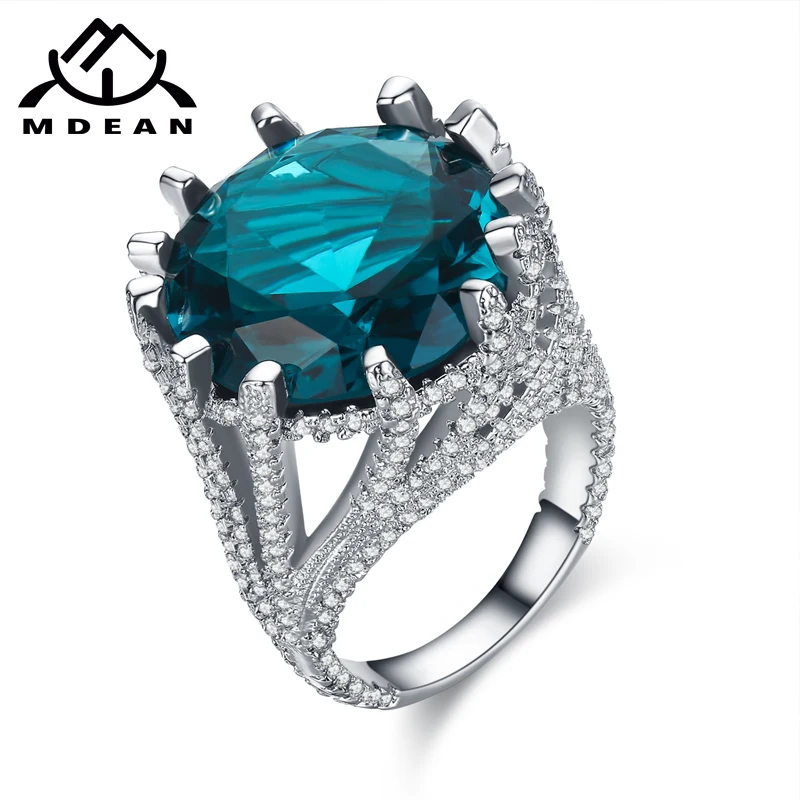 Mdean белого золота Цвет кольца для Для женщин кольцо с фианитом класса ААА