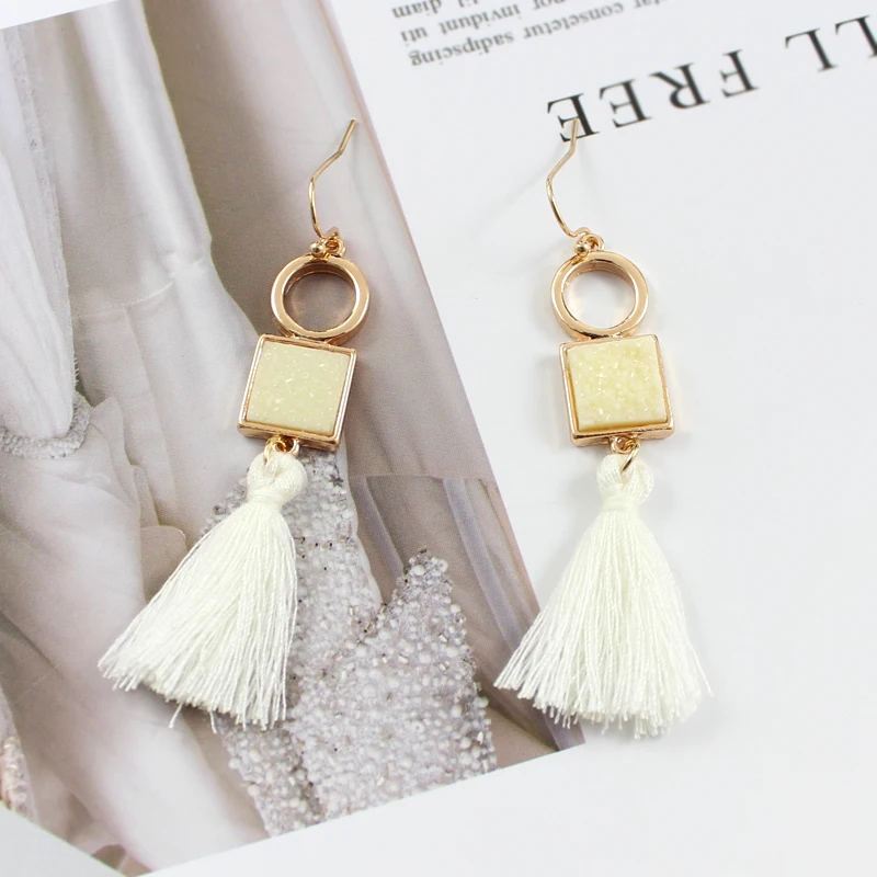 Модные цветные линии красные и желтые серьги с подвеской элегантный Кристальный