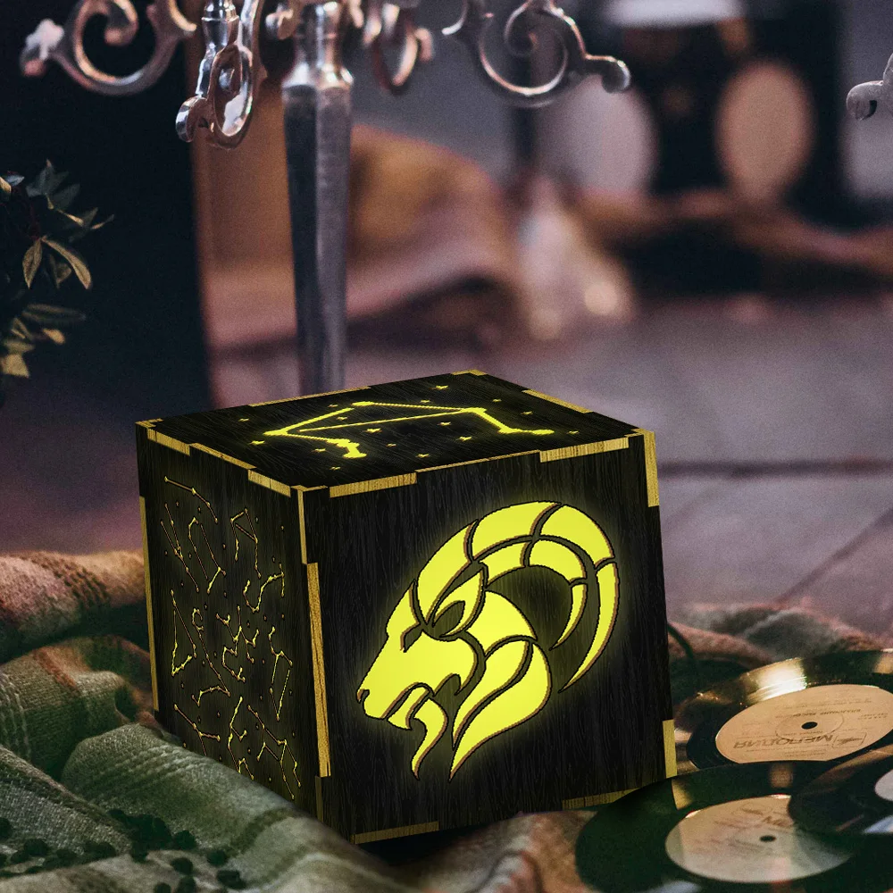 1 шт. Знак зодиака Ночная лампа Козерога светодиодный фонарь Новинка деревянная