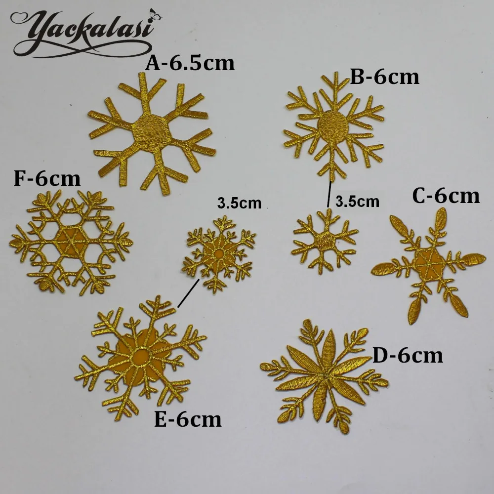 YACKALASI, 5 шт./лот, 3D золотые Цветочные нашивки, железная отделка, Цветочная аппликация, косплей костюм, металлические снежинки, вышивка, 3-6 см