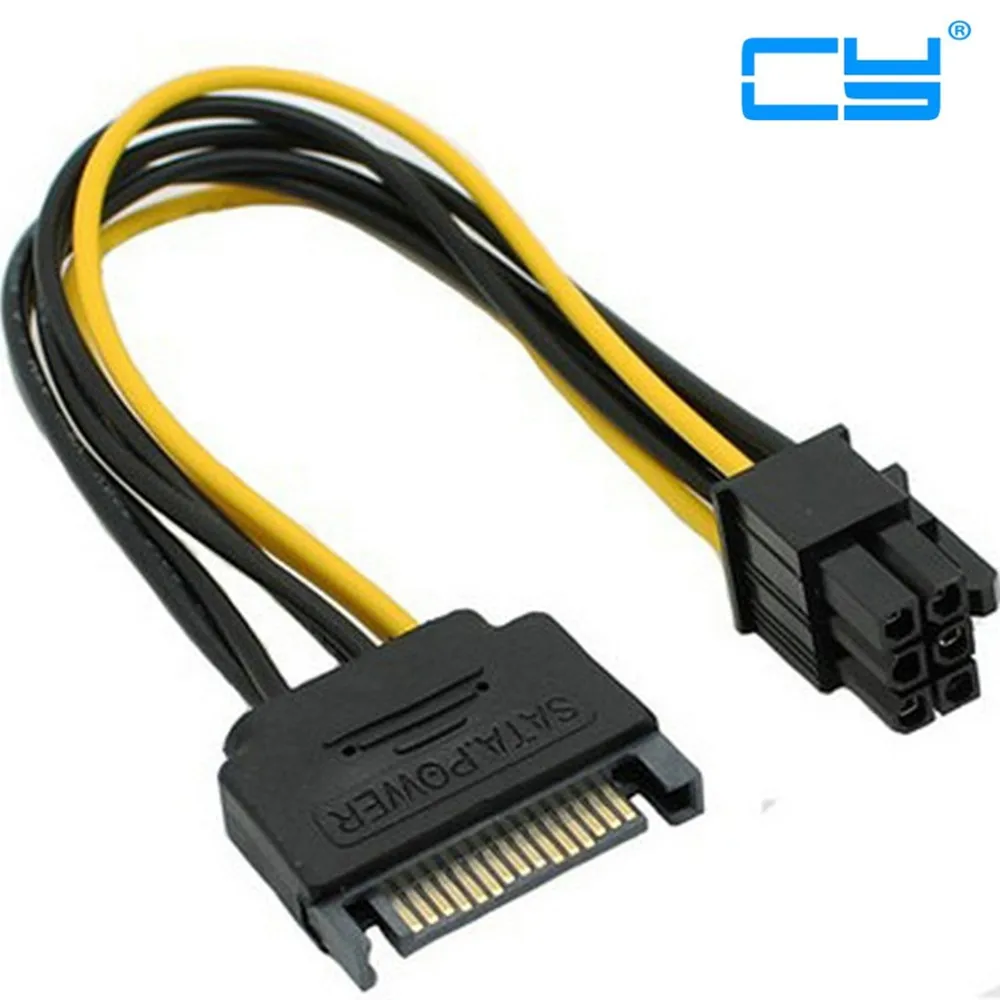 Совершенно новая видеокарта SATA Power с 15pin на 6 pin PCI-E кабель питания sata адаптер 50 шт. |