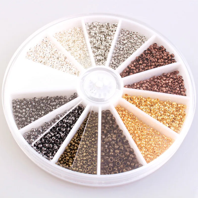 3000Pcs 1.5mm 2.0mm Mixed Brass Crimp End Beads Metal Beads Smooth Ball End Caps For DIY Jewelry Making