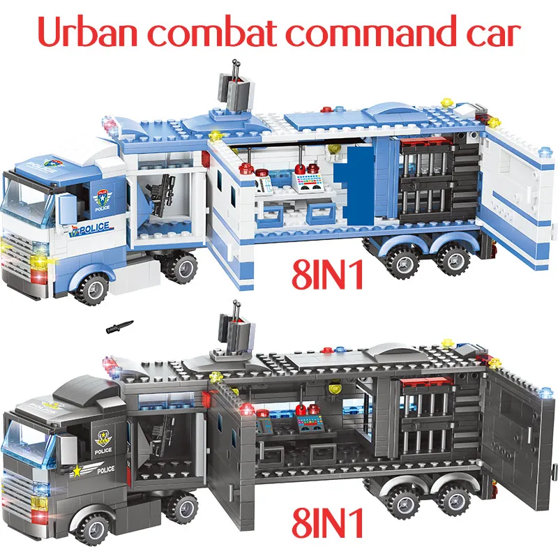 

1102-1122pcs City Police Station Building Blocks City Truck SWAT Team Bricks Educational Toy For Boys kids