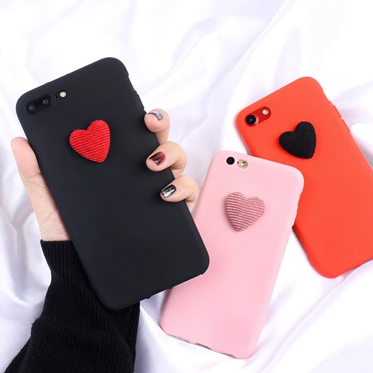 

For iphone 6s 7 8 plus for iphone X cover 3D Cute Love Heart matte candy silicone Case for samsung galaxy S8 S6 S7 edge S9 note8