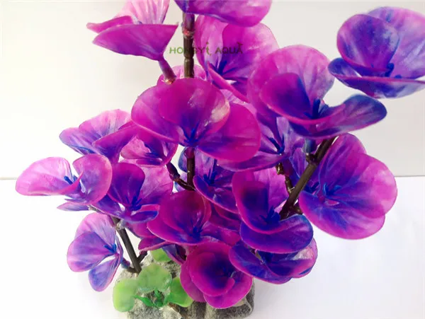 1 piece plastic fish tank aquarium decoration landscape simulation aquatic plants green purple artificial flower 28cm | Дом и сад