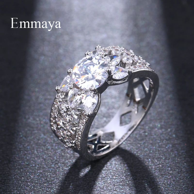 Emmaya роскошное фианитовое женское кольцо с круглым кристаллом|Кольца| |