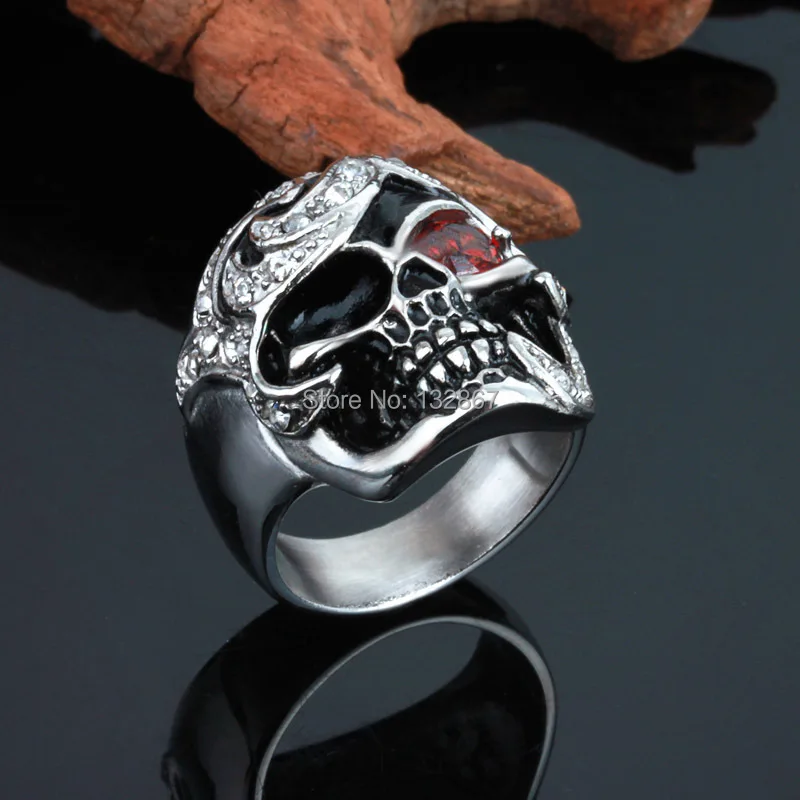 Мужское кольцо из нержавеющей стали 316L с красным кристаллом Отец|gifts modern|steel