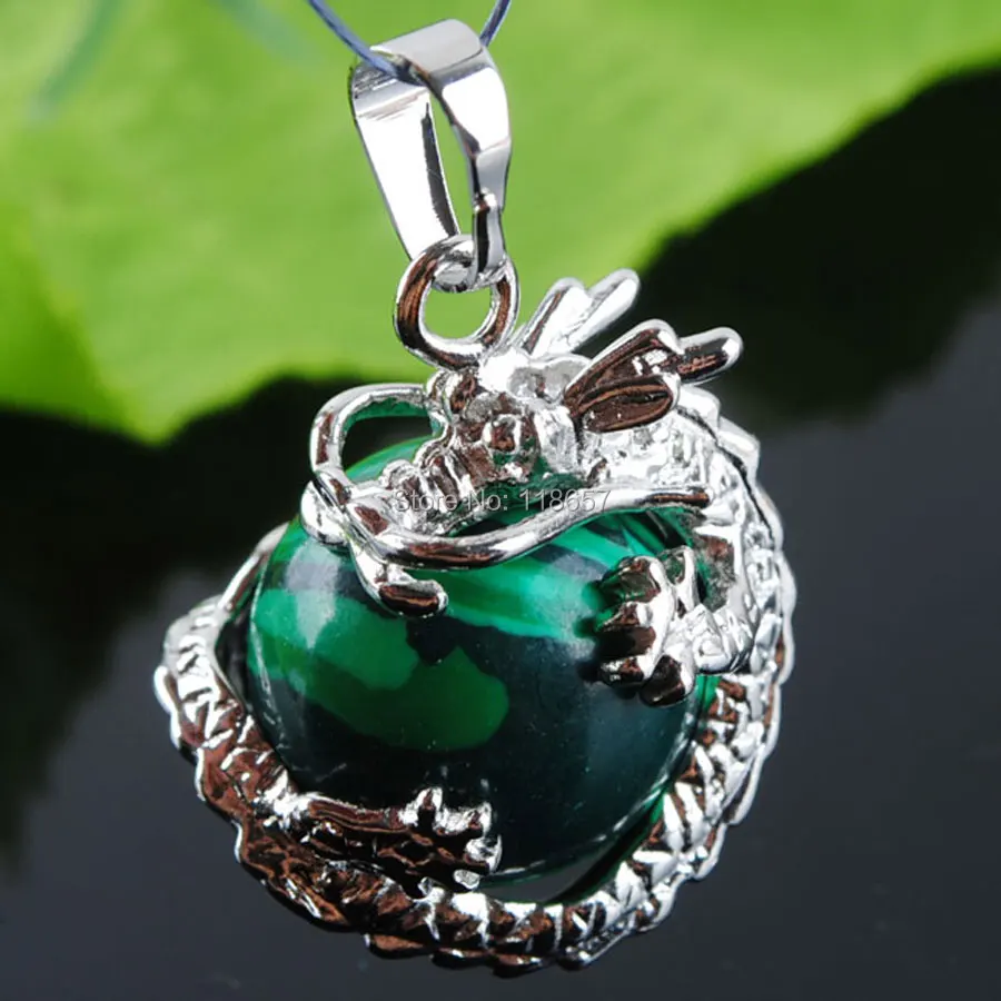 Натуральные драгоценные камни из Малахита круглые бусины с драконом рейки чакра