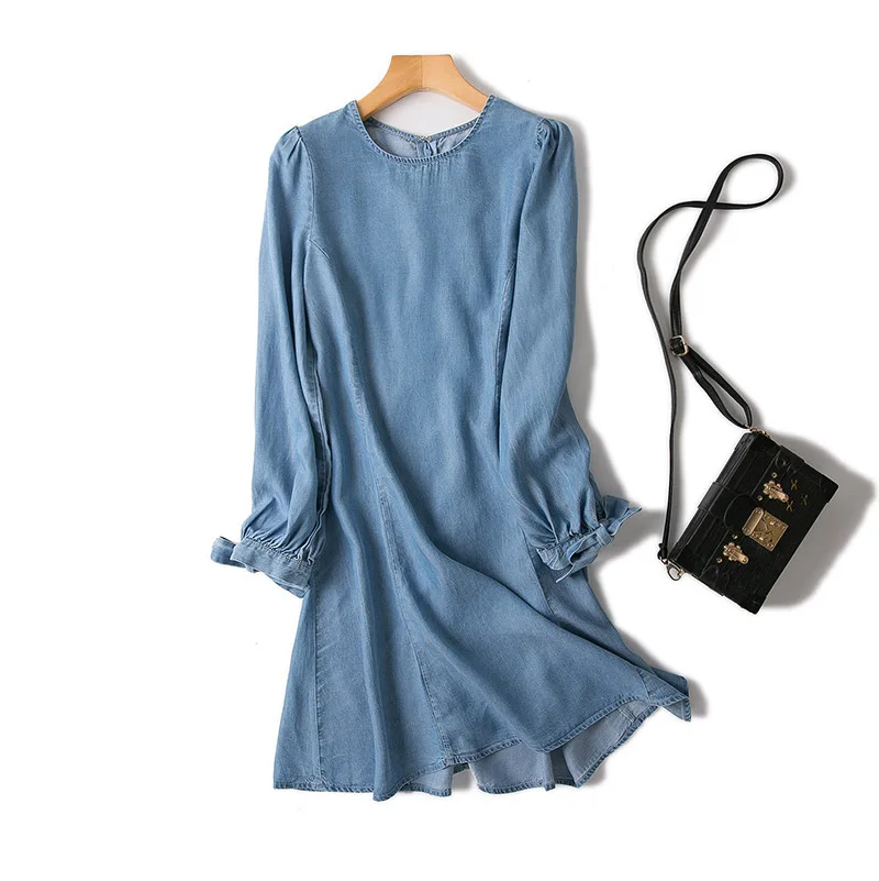 Новинка 2018 женское Эксклюзивное Платье для отдыха на весну и лето джинсовое