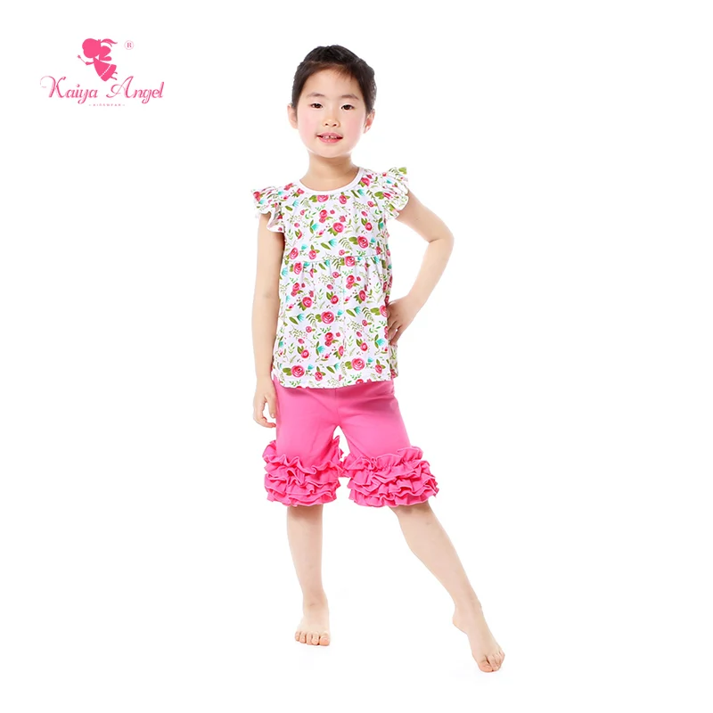 

Kaiya Angel Toddler Girl Clothing Spring Little Flower Girls Clothing Sets Icing T Shirts Shorts Suit 1-8T Pink Shorts Outfits