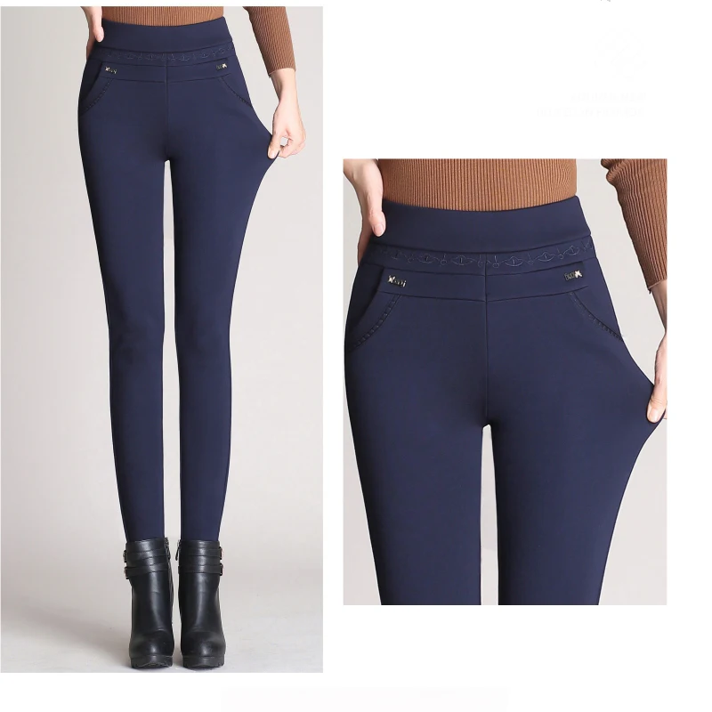 2018 женские брюки с эластичной резинкой на талии узкие теплые штаны осень зима