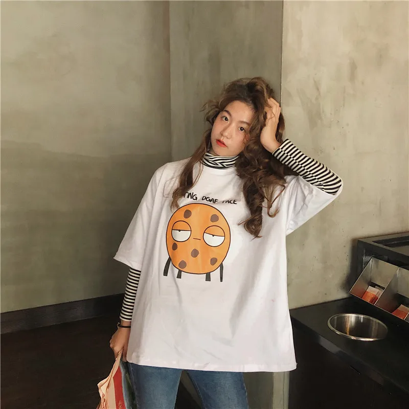 

2019 Summer Oversized Short Sleeve Tshirt Style Women's Casual Tees harajuku Female Loose Tee Cute Young Long Tops Team clothes
