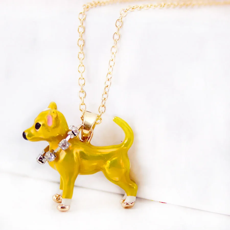 Очаровательное эмалированное маленькое желтое ожерелье для собаки модная