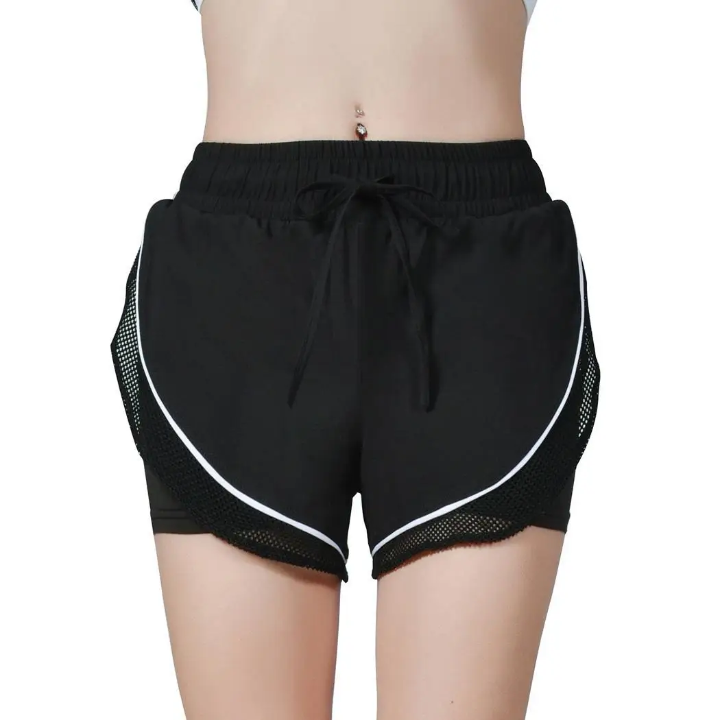 Women Casual Elastic Waist Mesh Patchwork Drawstring Shorts Exercising Above Knee | Спорт и развлечения