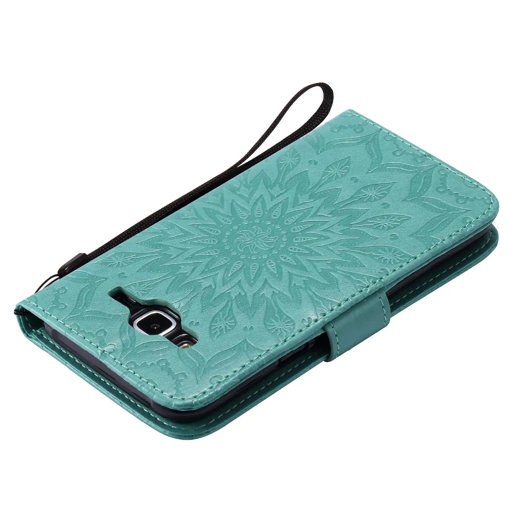 Рельефный чехол с подсолнухом для fundas Galaxy J5 J500 Samsung 2015 флип J500F J500H 5 дюймов +