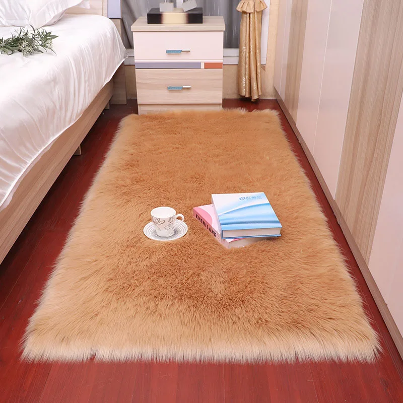 Light brown Ковер из искусственной шерсти гостиная спальня противоскользящие мягкие 80 см* 180 см ковры purpule, цвет: белый, розовый, серый, 15 цветов коврик - Цвет: Light brown