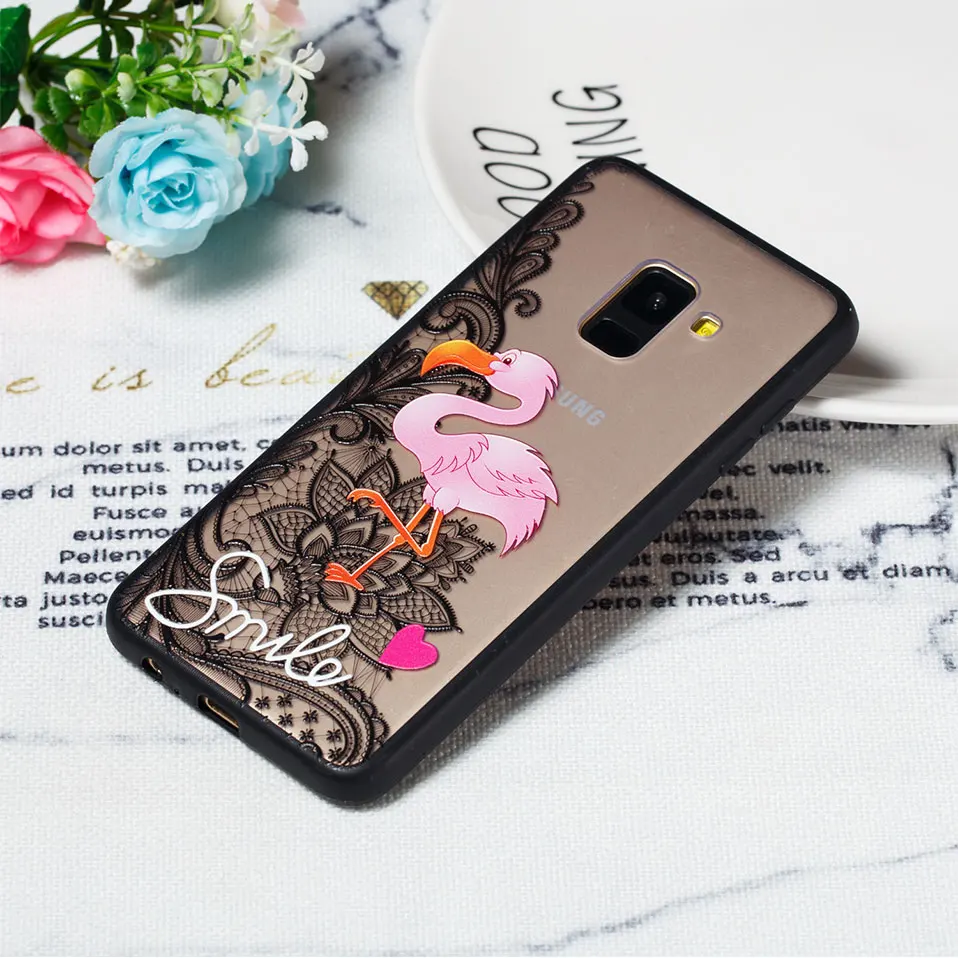 Phone Case For Samsung A3 A5 A7 2017 2018 Sexy Lace Floral Hard PC Galaxy A6 Back Cover A8 Plus Coque Capa |