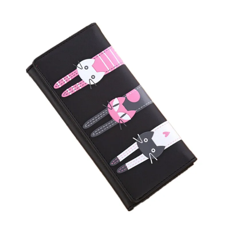 Милый мультяшный студенческий кошелек на молнии с принтом кота Дамский длинные