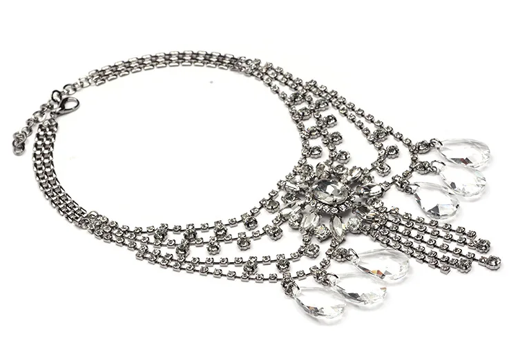 2016 New fashion accessories women multi-layered tassels Droplets Rhinestone Crystal Statement Collar Necklaces &amp pendants | Украшения и