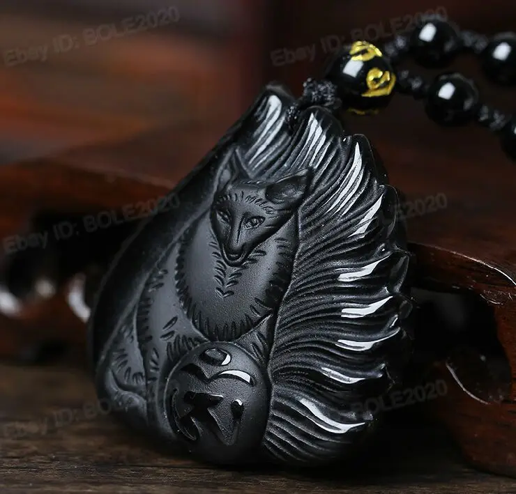 Бесплатная доставка 100% натуральный черный обсидиан ручная работа лисичка