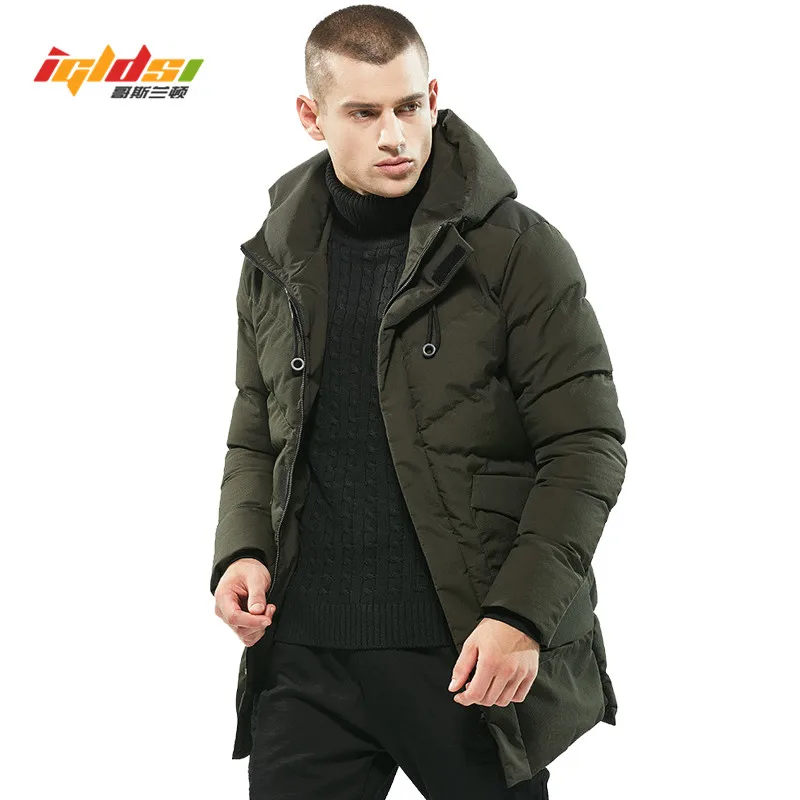 Для мужчин зимняя куртка и пальто новый 2018 Повседневное с капюшоном Воротник