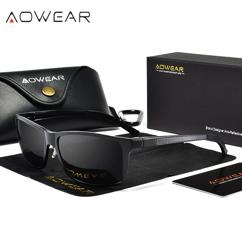 AOWEAR Роскошные поляризованные солнцезащитные очки мужские брендовые