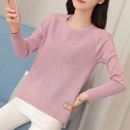OHCLOTHING весенний корейский короткий Универсальный Зимний свитер вязаная рубашка с длинным рукавом свободный женский свитер пуловер - Цвет: Pink