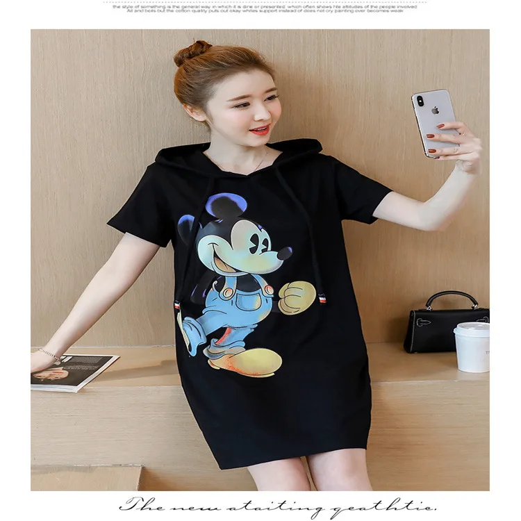 Футболка с рисунком Микки и Минни полосатая женская рубашка размера плюс длинная