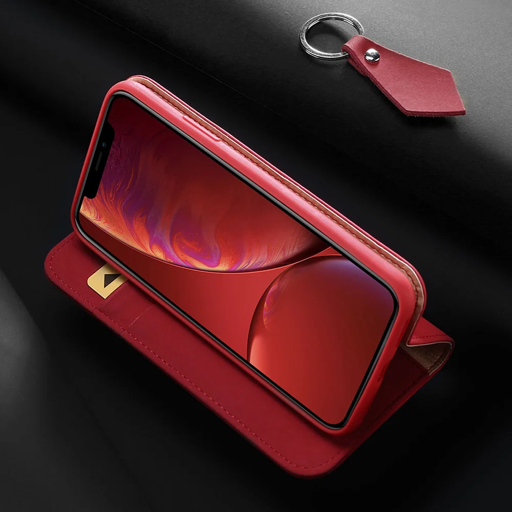 DUX DUCIS Чехол-бумажник из натуральной кожи для iPhone XR роскошный Винтажный чехол с