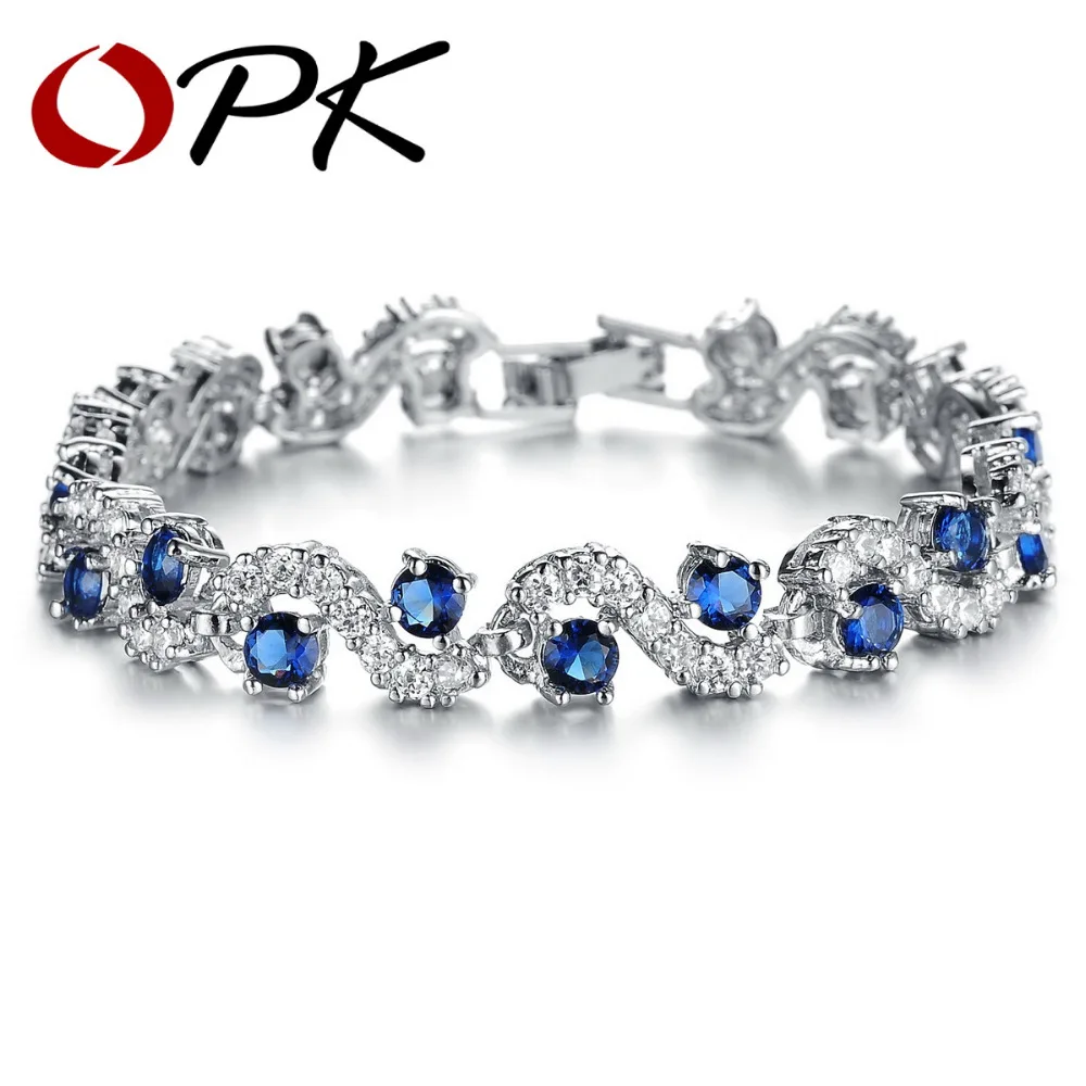 OPK 5 шт./лот оптовая продажа европейские Австрийские браслеты из голубого камня и