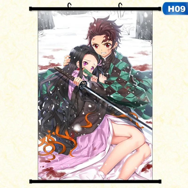 9 Японское аниме Demon Slayer: Kimetsu No Yaiba Kamado Tanjirou Kamado Nezuko настенный свиток плакат Настенные подвесные плакаты домашний декор - Цвет: 9