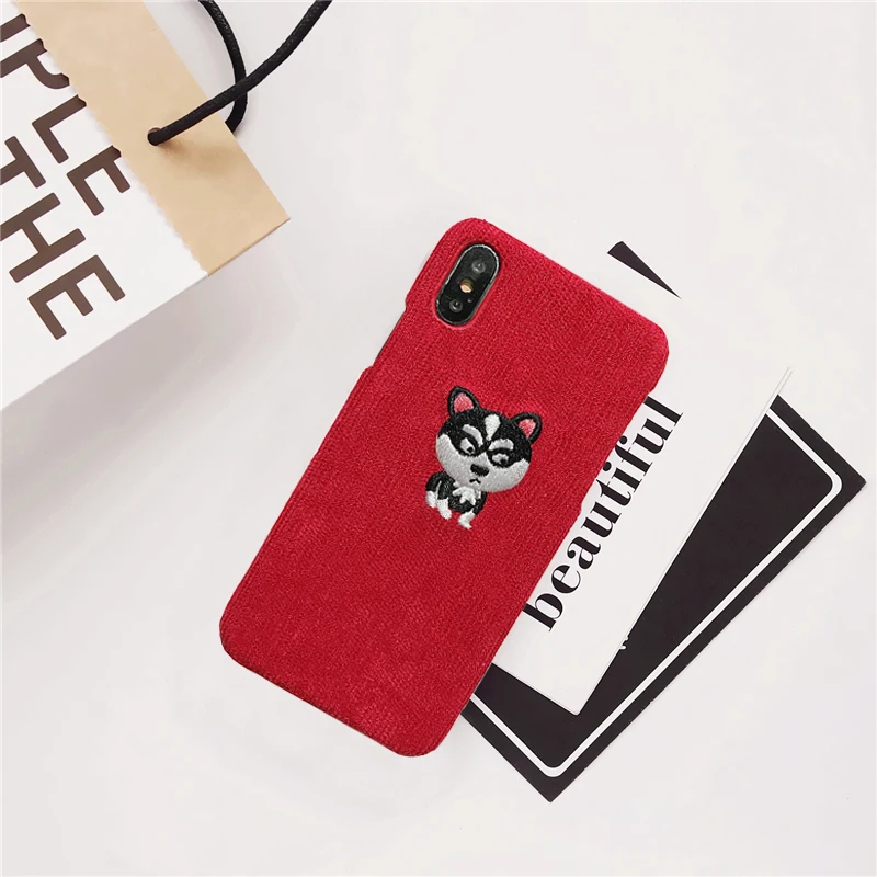 Husky Теплый тканевый чехол для телефона для iPhone 11 Pro 6 6S 7 8 Plus X чехол милый овечий Пингвин плюшевый Твердый чехол для iPhone X XR XS MAX - Цвет: Husky