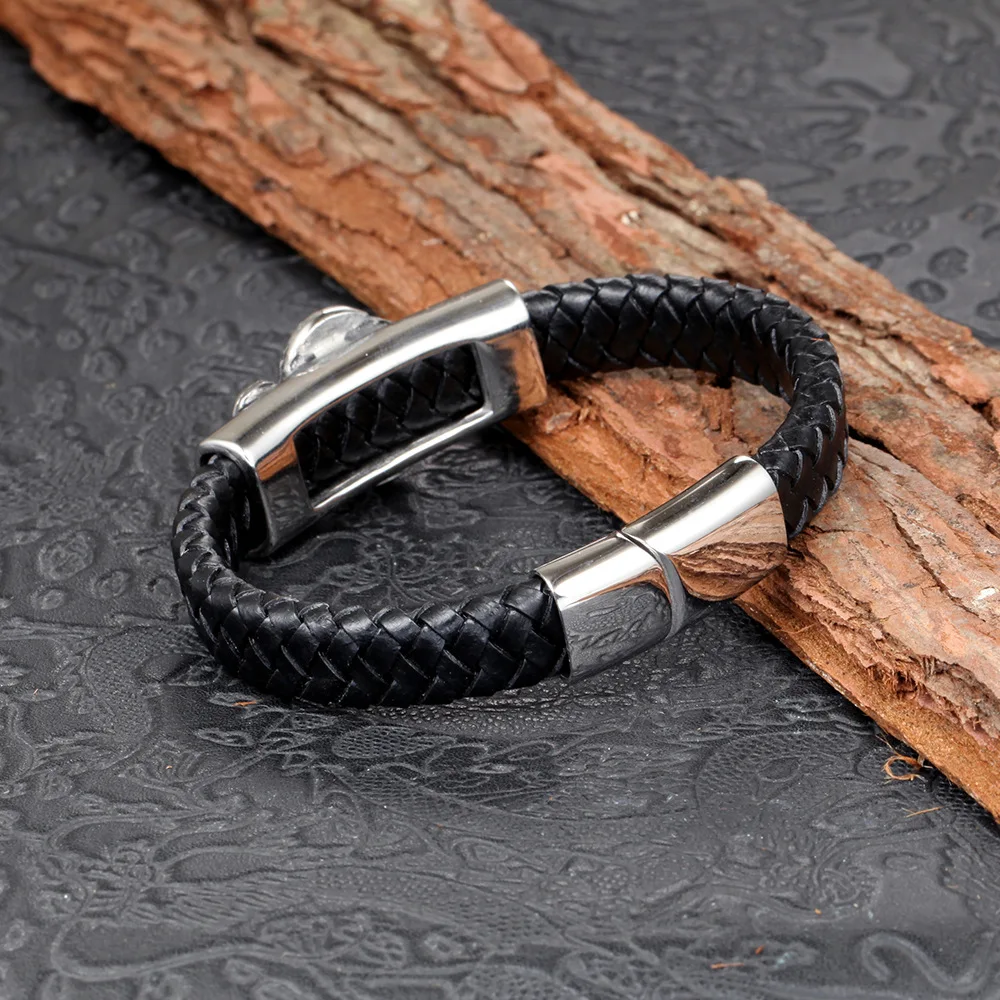 Factory direct sales manual weaving stainless steel snake chain wholesale accessories bracelet genuine leather hand ornaments | Украшения и