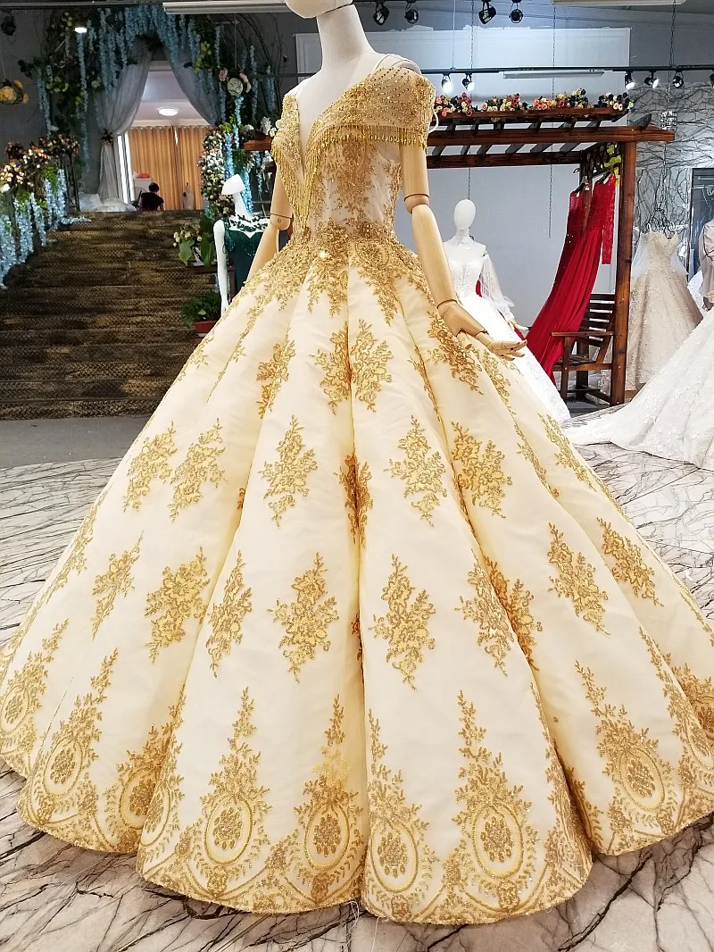 LS324540 королевское золотистое кружево блестящее вечернее платье с плечом