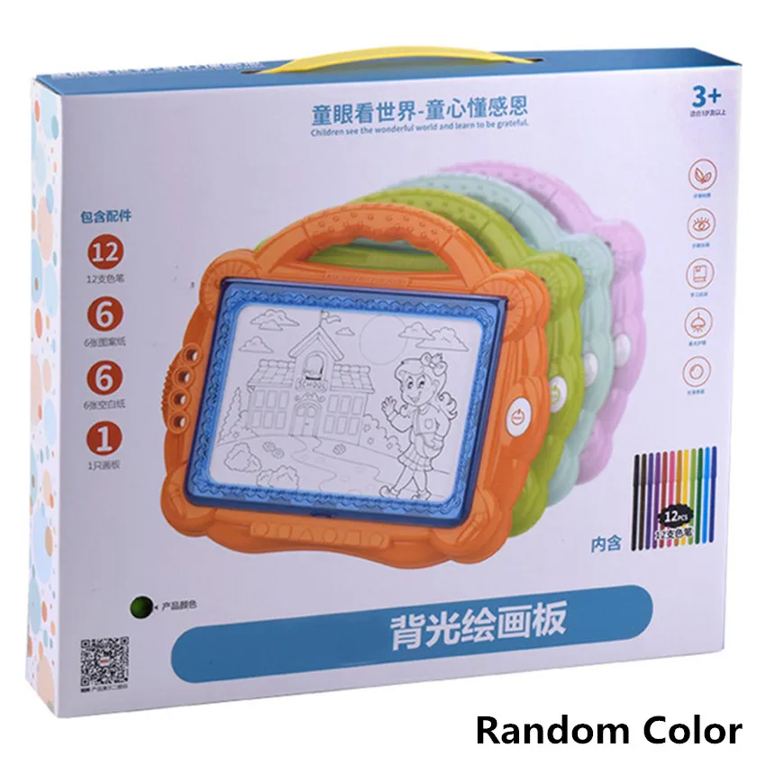 random color Случайный цвет доска для рисования для детей с ручкой надпись граффити доска освещение цвет воды живопись доска образование игрушки цветная ручка - Цвет: random color