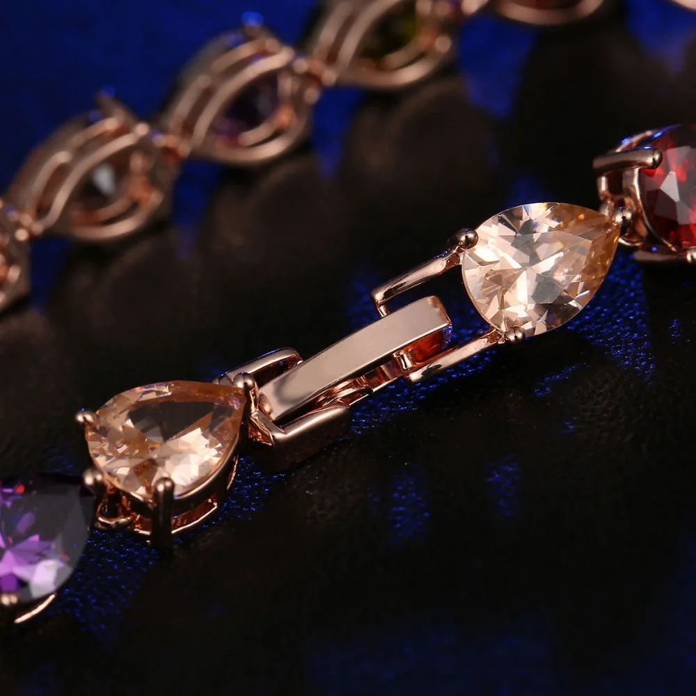 Многоцветный Кристалл Высокое качество розовый Золотой цветной браслет AAA