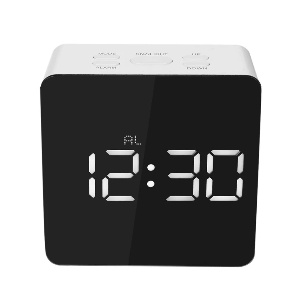 Multifunctional Digital LED Alarm Clock With Temperature Snooze Square Shape Mirror 2 Light Luminescence Level 2018 TS-S70 | Дом и сад