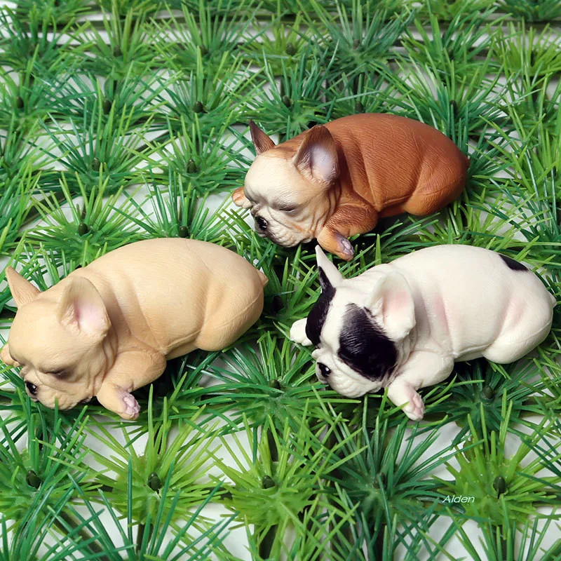 

3" Cute Puppy Statue Simulation French Bulldog Greadog ABS Home Decor t Action Figure Collectible Model Toy OPP 7CM L278
