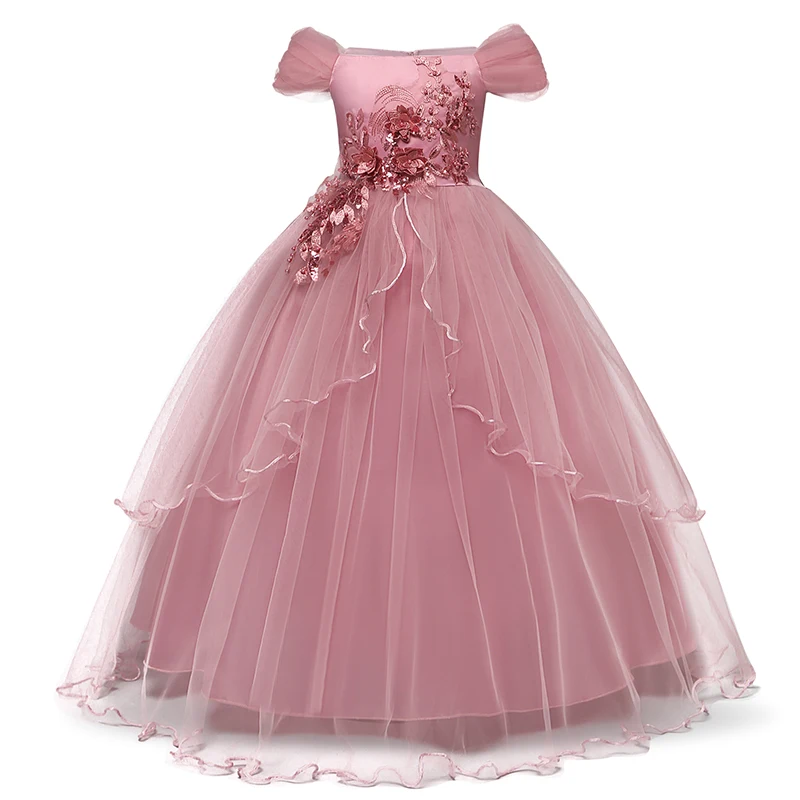 2019 Sale Kids Girls Elegant Wedding Flower Girl Dress Princess Party Pageant Formal Long Shoulderless Lace Tulle 6 7 Year Teen | Детская