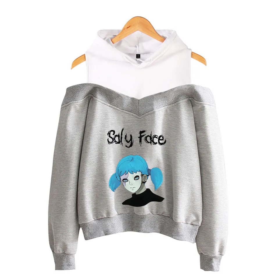 sally grey hoodie Модные толстовки с капюшоном Sally Face для девочек, эксклюзивный пуловер с длинными рукавами и открытыми плечами, Женская Весенняя пикантная черная толстовка XS - Цвет: sally grey hoodie