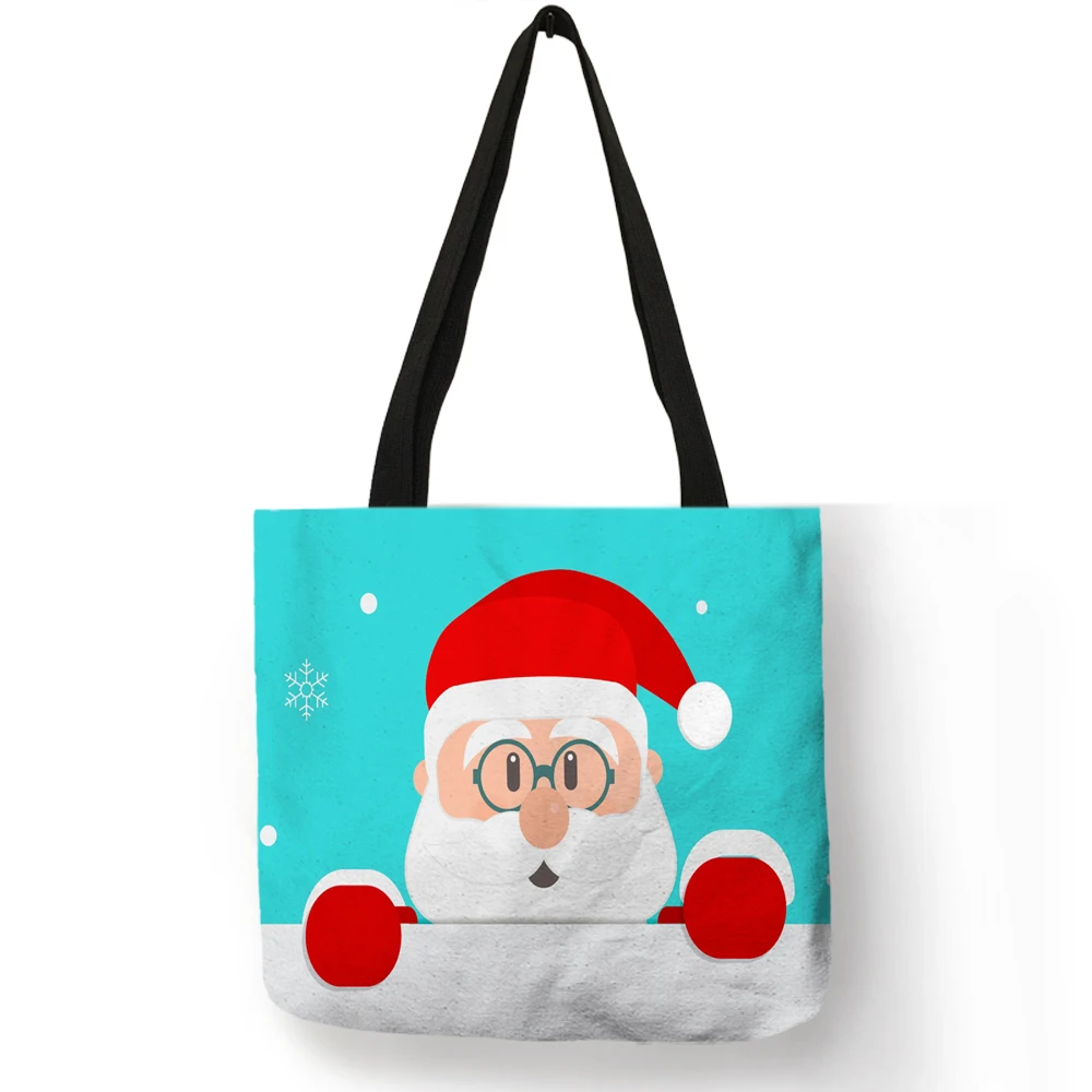 Счастливого Рождества сумки для покупок с принтом Санта Клауса снеговика женщин