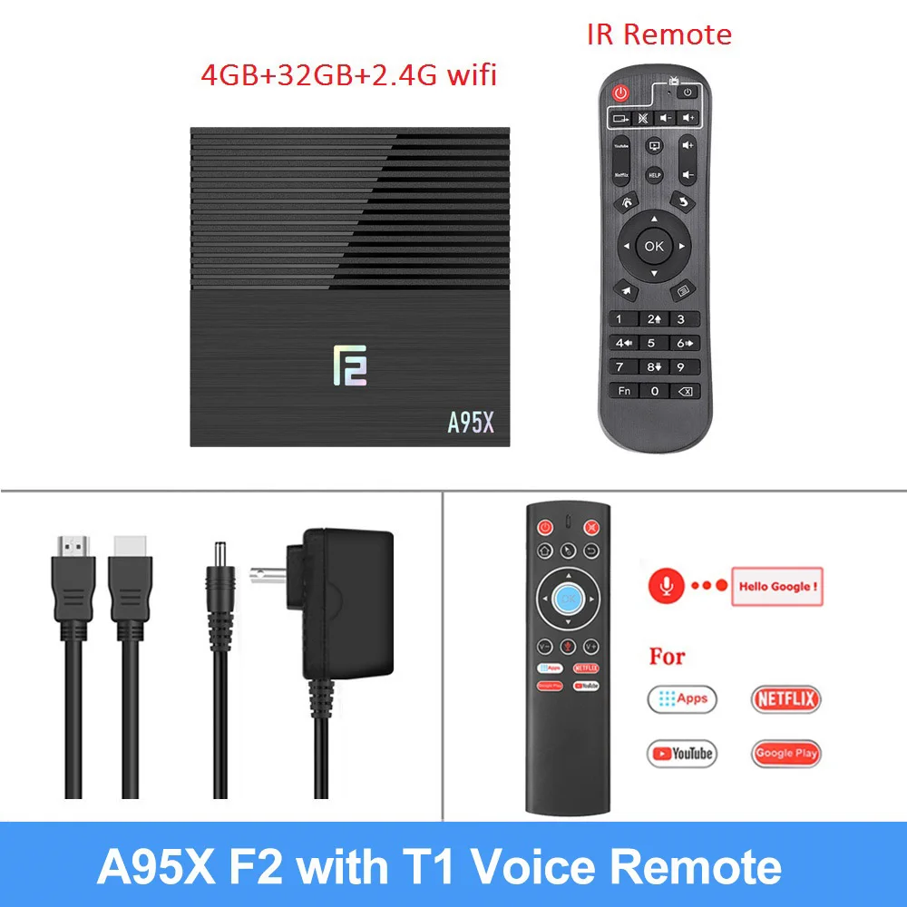 4G32G voice gyro T1 A95X F2 Android 9,0 ТВ приставка Amlogic 4 Гб 64 Гб двойной Wifi USB3.0 1080P H.265 4K 60fps Netflix Youtube медиаплеер A95XF2 4 ГБ 32 ГБ - Цвет: 4G32G voice gyro T1