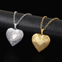 heart locket pendants necklaces for women gold color photo frame valentine lovers necklace 4566cm gift jewelry