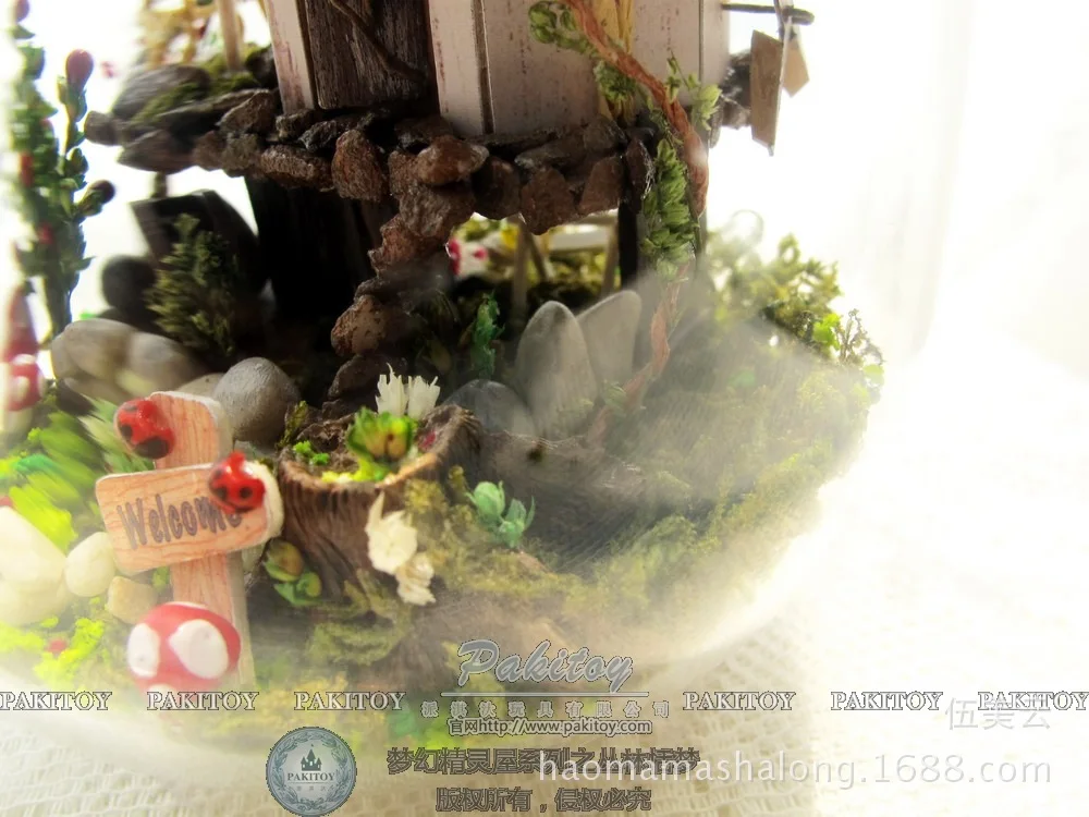 GN01 diy стеклянный шар деревянные кукольные домики миниатюрный кукольный домик набор-джунгли ведьма