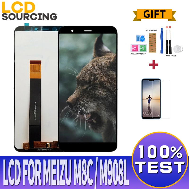

ЖК-дисплей 5,45 дюйма для Meizu M8C, сенсорный экран, дигитайзер в сборе для дисплея meizu M8C M810H M810L, замена дисплея 100% тест
