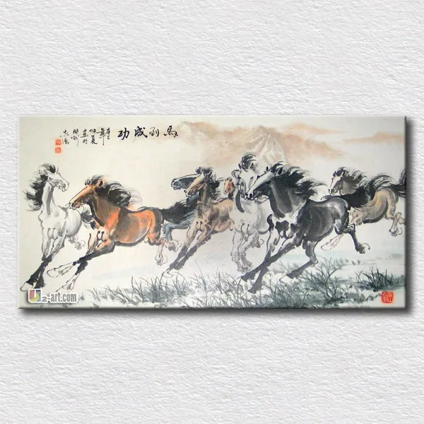 Символ года восемь холст с изображением лошадей печать хорошее значение