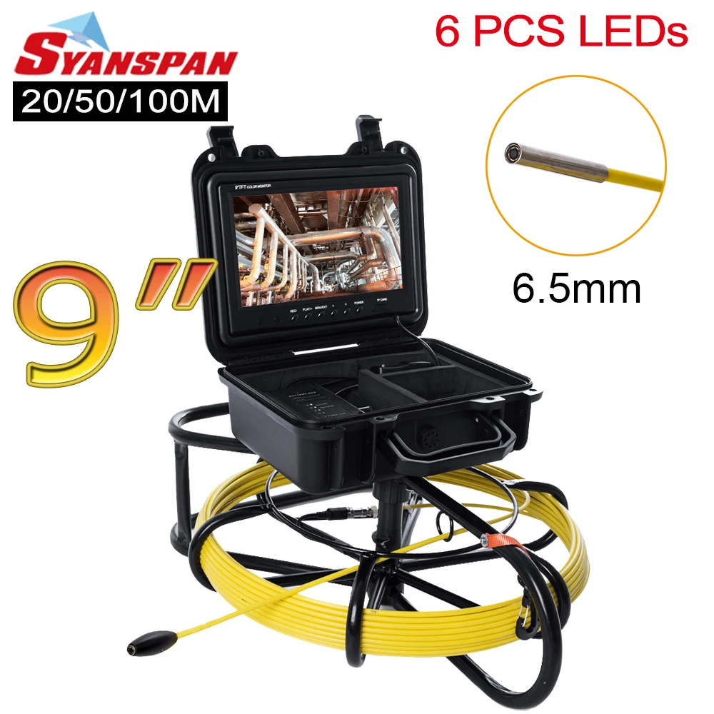SYANSPAN 20 50 100Meters Cable Yellow Fiberglass Wire for Pipe Inspection Video Camera,Drain Sewer Pipeline Industrial Endoscope System Cables 